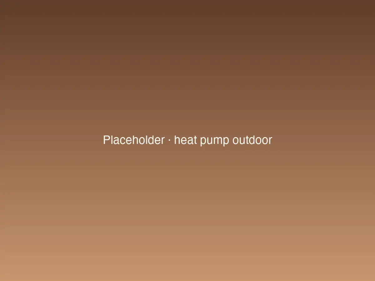 Outdoor heat pump unit installed beside a brick home